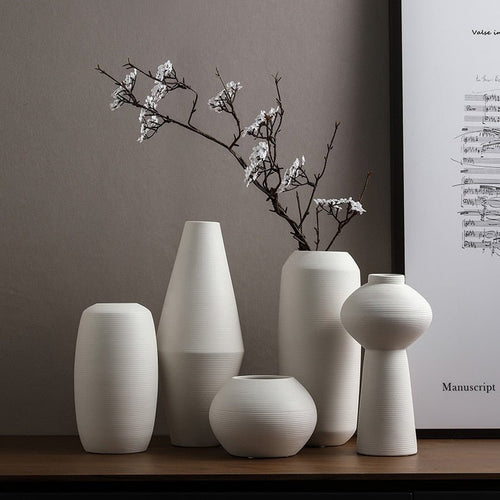 Brushed Handmade Ceramic Modern Minimalist Vases - The Finishing Touch Decor, LLC