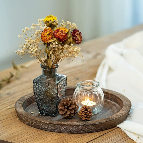 Wood Round Plate Farmhouse Candle Holder Plate - Sz Variety - The Finishing Touch Decor, LLC