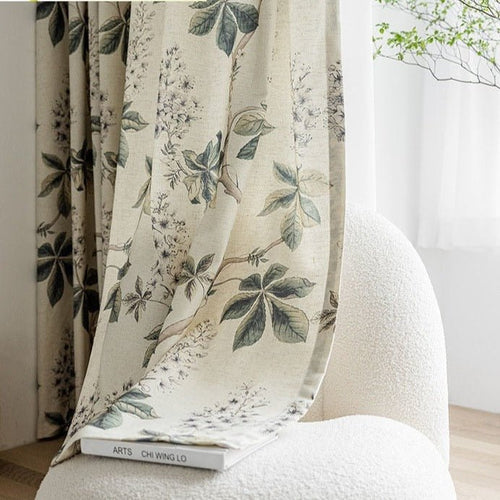 Garden Print Blackout Heavy Fabric Cotton Linen Curtains - The Finishing Touch Decor, LLC