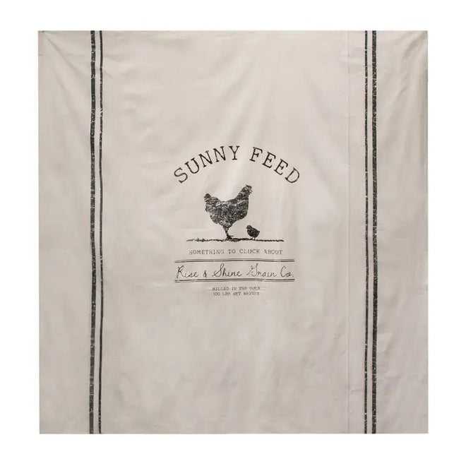 Neutral Prarie Rustic "Sunny Feed" Farmhouse Branded Logo Shower Curtain - The Finishing Touch Decor, LLC