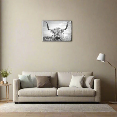 Highland Cow Black and White Photograph Wall Plaque Art 10"x15" - The Finishing Touch Decor, LLC