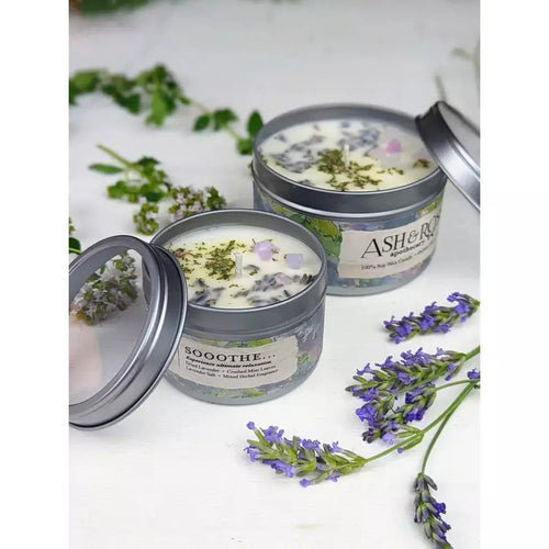 Soothing Lavender Mint Loaded Tin Candle Herbal Soy Wax Gift - The Finishing Touch Decor, LLC