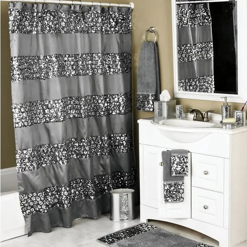 Sequin Shiny "Sinatra" Collection Shower Curtain - Glamourous Blush Color - The Finishing Touch Decor, LLC