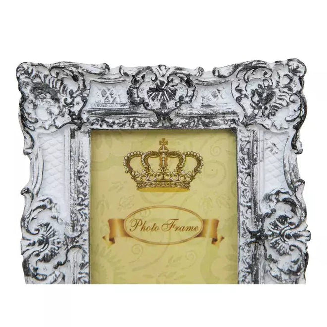 White Italian Antique Detailed Resin Photo Distressed Picture Frame - The Finishing Touch Decor, LLC
