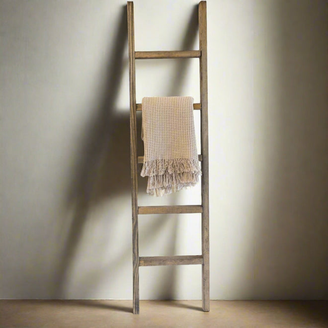 Tall Handmade Rustic Solid Walnut Wood Wall Accent Ladder - Farmhouse Statement Piece - The Finishing Touch Decor, LLC